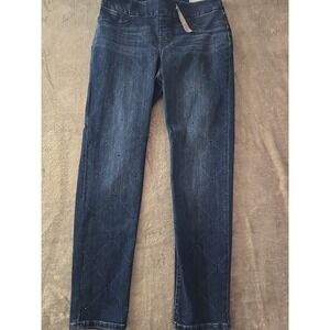 Chicos Pull On Jegging Womens 10R Dark Wash Quilted Diamond Skinny‎ Jeans